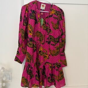 FARM Rio Vibrant Pink and Orange Dress